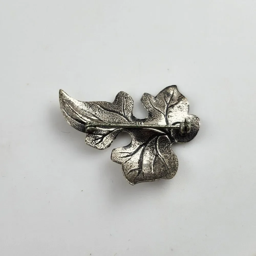 Vintage Sterling Leaf Brooch 925‎
